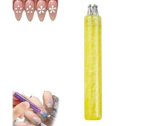 Stylo de Nail Art pour Fleurs à 5 Pétales - Outil pour Ongles en Acrylique avec Pointe à Bille en Acier Inoxydable - Création de Motifs Floraux en un Seul Geste - Idéal pour Débutants (Jaune)