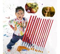 Stylo De Peinture À L'huile, Tige Rouge, Cheveux En Nylon, Aquarelle, Gouache, Ensemble De Pinceaux Plats Pour Enfants, Dessin, Fournitures Artistiques, Cadeau Pour La Journée Des Enfants