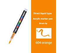 Stylo De Peinture Acrylique Liquide Droit,Marqueur Blanc,Pointe De Pinceau Pour Peinture Sur Roche,Pierre,Céramique,Verre,Tissu D'opathie,Or,Argent,16 Couleurs - Type Orange-1pcs