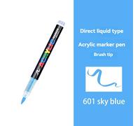 Stylo De Peinture Acrylique Liquide Droit,Marqueur Blanc,Pointe De Pinceau Pour Peinture Sur Roche,Pierre,Céramique,Verre,Tissu D'opathie,Or,Argent,16 Couleurs - Type Sky Blue-1pcs