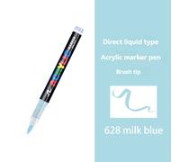 Stylo De Peinture Acrylique Liquide Droit,Marqueur Blanc,Pointe De Pinceau Pour Peinture Sur Roche,Pierre,Céramique,Verre,Tissu D'opathie,Or,Argent,16 Couleurs - Type Milk Blue-1pcs