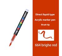 Stylo De Peinture Acrylique Liquide Droit,Marqueur Blanc,Pointe De Pinceau Pour Peinture Sur Roche,Pierre,Céramique,Verre,Tissu D'opathie,Or,Argent,16 Couleurs - Type Brighe Red-1pcs