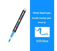 Stylo De Peinture Acrylique Liquide Droit,Marqueur Blanc,Pointe De Pinceau Pour Peinture Sur Roche,Pierre,Céramique,Verre,Tissu D'opathie,Or,Argent,16 Couleurs - Type Blue-1pcs