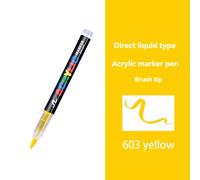 Stylo De Peinture Acrylique Liquide Droit,Marqueur Blanc,Pointe De Pinceau Pour Peinture Sur Roche,Pierre,Céramique,Verre,Tissu D'opathie,Or,Argent,16 Couleurs - Type Yellow-1pcs