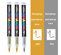 Stylo De Peinture Blanche Pour Peinture Rupestre,Pierre,Céramique,Verre,Bois,Opathie,Tissu,Métal,Toile,Pinceau Marqueur Blanc,Ensemble De 3 Pièces - Type 2gold-1silver