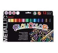 Stylo de peinture gouache solide 5 g - 12 couleurs assorties - METALLIC POCKET - PLAYCOLOR Assortiments G