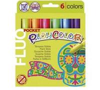 Stylo de peinture gouache solide 5 g - 6 couleurs assorties - FLUO POCKET - PLAYCOLOR Assortiments G