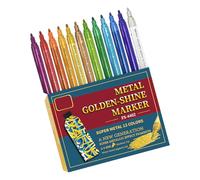Stylo de peinture métallique à double extrémité, 12 couleurs, marqueur acrylique métallique pour peinture sur papier, céramique, bois, roche, toile, verre, acrylique
