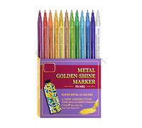 Stylo de peinture métallique à double extrémité, 12 couleurs, marqueur acrylique métallique pour peinture sur papier, céramique, bois, roche, toile, verre, acrylique