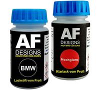 Stylo de retouche compatible avec BMW C5Y Cape York Grün Metallic + Set de peinture automobile comprenant vernis transparent et peinture de base, 50ml chacun