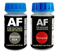 Stylo de retouche Compatible avec Datsun 02A Kaki Ejercito Tierra + Set de Peinture Automobile Comprenant Vernis Transparent et Peinture de Base, 50ml chacun