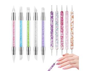 Stylo de sculpture d'ongles - Stylo de sculpture d'ongles en gel | Stylo d'art des ongles | 10 pièces ongles strass à double extrémité politique sculpture | sculpture d'ongles multifonction pour le