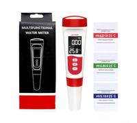 Stylo de test d'eau avec double mesure du pH et de la température, électrode en verre amovible, grand écran LCD, unité de température, compatible avec plusieurs sources d'eau