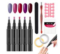 Stylo de vernis à ongles portable à séchage rapide, 5 couleurs de peinture à ongles avec pointe fine pour voyage, voyage d'affaires, fête, école, petite amie, épouse, amie, sœur, beauté