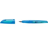 Stylo d'école avec plume A pour débutants - STABILO EASYbuddy en bleu foncé/bleu clair - couleur d'écriture bleue (effaçable) - stylo individuel - cartouche incluse