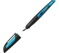 Stylo d'école avec plume standard M - STABILO EASYbuddy en noir/bleu ciel - couleur d'écriture bleu (effaçable) - stylo individuel - cartouche incluse