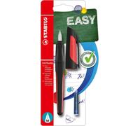 Stylo d'école avec plume standard M - STABILO EASYbuddy en noir/rouge - couleur d'écriture bleu (effaçable) - stylo individuel - cartouche incluse