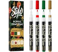 Stylo Décoration De Noël - Rouge, Blanc, Vert, Or - Cadeau Noël Élégant - Étiquettes Cadeaux Noël - Marqueur Peinture Précis De Peinture Acrylique Pour Créations Festives