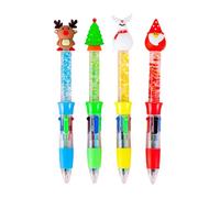 Stylo d'écriture rétractable 4 couleurs en 1, série C de Noël | Pointe de stylo rechargeable de 0,5 mm pour écrire des journaux d'étudiants et d'adultes