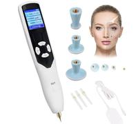 Stylo D'éLimination des Grains De Beauté, Stylo De Lifting De La Peau Au Plasma 2 en 1 avec 7 TêTes De Rechange, 5 Niveaux D'Intensité + 2 Modes De Fonctionnement, pour Les Soins De La Peau