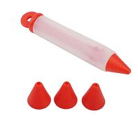 Stylo design à dessert en silicone Lybunair avec quatre buses pour décoration de chocolat et de crème, lettrage artistique et dessin sur gâteaux et pâtisseries (Rose)