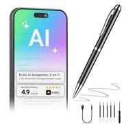 Stylo dictaphone avec Transcription Via Application, Micro 360°, Enregistrement 1 clic, Traduction en Temps réel, Batterie 10 h, mémoire 16 Go, pour réunions, Cours et entretiens
