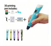 Stylo d'impression 3D Cadeau d'anniversaire Cadeau de Noël Outil d'art Crayon à dessiner 9M/25M/50M/100M Recharge PLA (Consommables) + Carnet de croquis + Manchon pour doigt + Support 9M,25M,50M,100MA