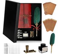 Stylo Dip À Plume Set,Set De Calligraphie Vintage Avec Porte-Stylo,Carnet En Cuir,Encre,8 Pointes De Rechange,Porte-Stylo,Papier À Lettres Et Enveloppes,Set D'écriture Pour Idées Cadeaux