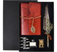 Stylo Dip À Plume Set,Stylo De Calligraphie Vintage,Ensemble De Plume D'oie Calligraphie Avec Dip Pen,8 Pointes Rechange,Carnet,Porte-Stylo Et Encre Noire,Pour Ecriture Dessin Et Cadeau