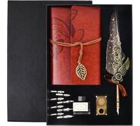 Stylo Dip à Plume Set,Stylo de Calligraphie Vintage,Ensemble de Plume d'Oie Calligraphie avec Dip Pen,8 Pointes Rechange,Carnet