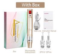 Stylo Dr.Imp Électrique Sans Fil Dermapen Beuty, Machine De Soins, Stylo Derma Muet, Cartouche D'aiguilles, Pointes De Microneedling, Nano Micro Aiguilles--Or With Box