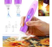 Stylo Électrique pour Diamond Painting avec Lumière LED, Diamond Art | Sans Fil et Rechargeable, 3 Niveaux de Luminosité, Silencieux, Prise Ergonomique, Embouts Simple & Triple