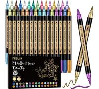 Stylo En Métal, 12 Couleurs Double Pointes Marqueur En Métal Set Pour Album Photo, Pour Bricolage, Livre D'or, Bricolage Scrapbooking, Pour La Peinture Céramique, Verre, Pierre, Décoration En Bois