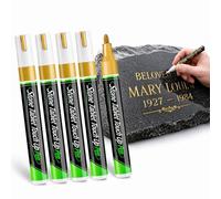 Stylo en or pour restaurer les inscriptions funéraires effacées, Marqueur Peinture Dorée à Pointe Fine, Encre Imperméable Extérieur pour Retouche Pierre Tombale, Granit et Marbre (#1,5 pièces)