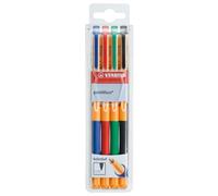 Stylo encre gel - STABILO pointVisco - pochette 4 stylos - noir/bleu/rouge/vert