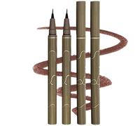 Stylo Eyeliner Imperméable 4Pcs Pointe Fine 0, 05mm Eyeliner Marron Anti-taches Liquide Longue Durée pour Le Maquillage Quotidien Naturel Aegyo Sal Gris Brun