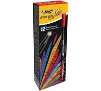Stylo feutre bic intensity pointe fine corps noir verni couleurs rouge lot 12 unites