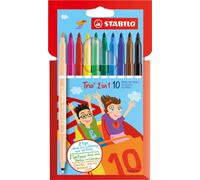 Stylo feutre et fineliner en un - STABILO Trio 2 in 1 - Pack de 10 couleurs différentes