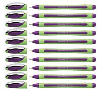 Stylo feutre fin Schneider Xpress Premium, pointe poreuse de 0,8 mm, corps vert clair, encre violette, bo te de 10 (190008), violet