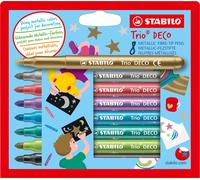 Stylo feutre métallique à pointe XL résistante - STABILO Trio DECO - pack de 8 - avec 8 couleurs différentes