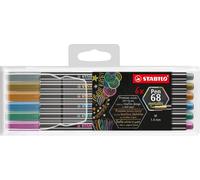 Stylo feutre métallique Premium - STABILO Pen 68 metallic - pack de 6 - avec 6 couleurs métalliques différentes