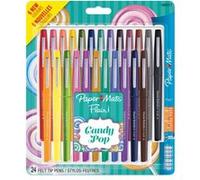PAPER MATE Stylos feutres Flair | Feutres de coloriage sans fuite à pointe moyenne (0,7 mm) | Idéal pour écrire, coloriage (adultes et enfants), scrapbooking, etc. | Couleurs Candy Pop | Lot de 24