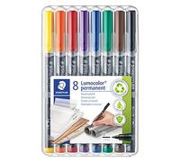 Stylo feutre permanent Staedtler Lumocolor 'dry safe' couleurs assorties 1 mm - Pochette de 8