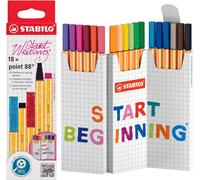Stylo Feutre Pointe Fine Point 88 - Etui Zig-Zag X 18 Feutres Fins - Coloris Assortis