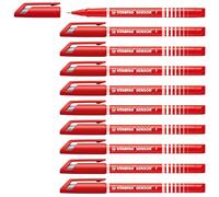 Stabilo Sensor 189 Lot De 10 Stylo Feutre Pointe Ultra-Fine Baguée Métal Encre Rouge Corps Plastique