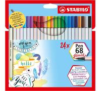Stylo feutre premium avec pointe pinceau pour des épaisseurs de trait variables - STABILO Pen 68 brush - pack de 24 - avec 19 couleurs différentes