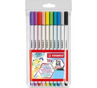 Stylo feutre premium avec pointe pinceau pour une épaisseur de trait variable - STABILO Pen 68 brush - pack de 10 - avec 10 couleurs différentes