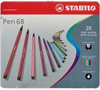 Stylo feutre premium - STABILO Pen 68 - étui métallique de 20 - avec 20 couleurs différentes