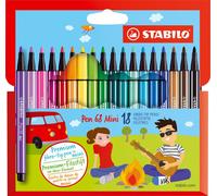 Stylo feutre premium - STABILO Pen 68 Mini - pack de 18 - avec 18 couleurs différentes