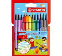 Stylo feutre premium - STABILO Pen 68 Mini - paquet de 12 - avec 12 couleurs différentes